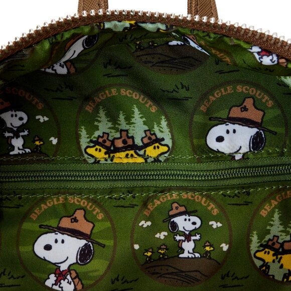 Loungefly Peanuts Snoopy Beagle Scouts Mini Green Backpack New Sealed - Picture 7 of 15